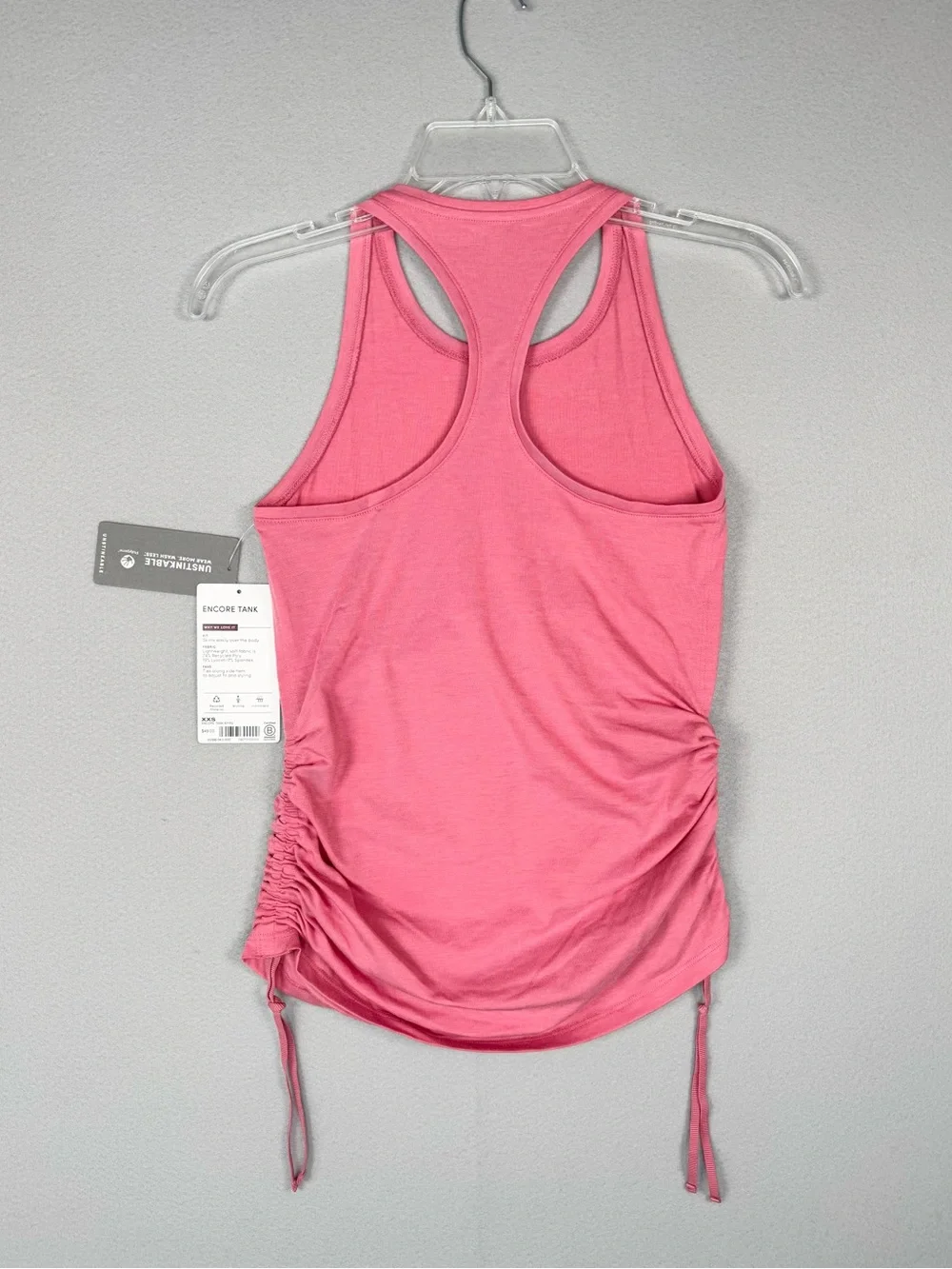 ATHLETA Encore Tank Racerback XXS Pink Ruched Drawstring Active - Picture 3 of 13